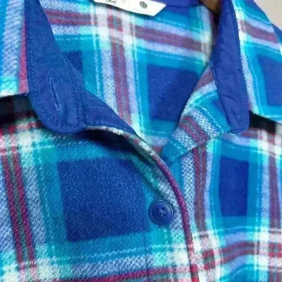 RIDERS BY LEE Super Soft Flannel Fleece Button Up Blue Plaid Top Women 1X - Picture 8 of 11